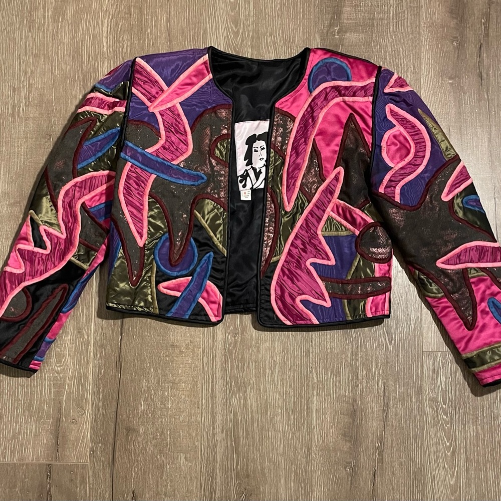 Vintage VTG 1980s 80s Designer Judith Roberts La Colleccion Purple Pink Jacket